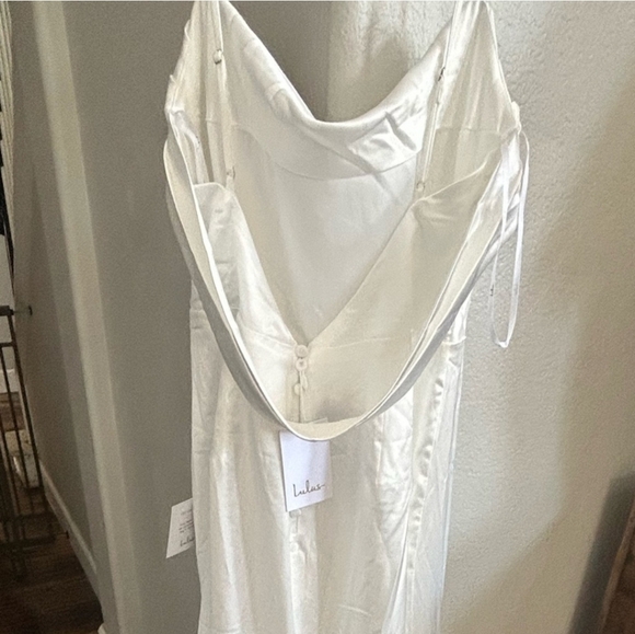 NWT $148 Lulus Lovely Endearment White Satin Sleeveless Backless Maxi Dress - Picture 7 of 10